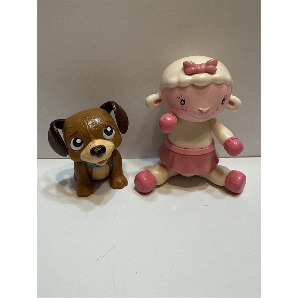 Disney Doc Mcstuffins 2.5" FINDO & Lambie 5" Plastic Figures Toy Puppy & Lamb